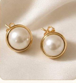 Gold-Framed Pearl Studs